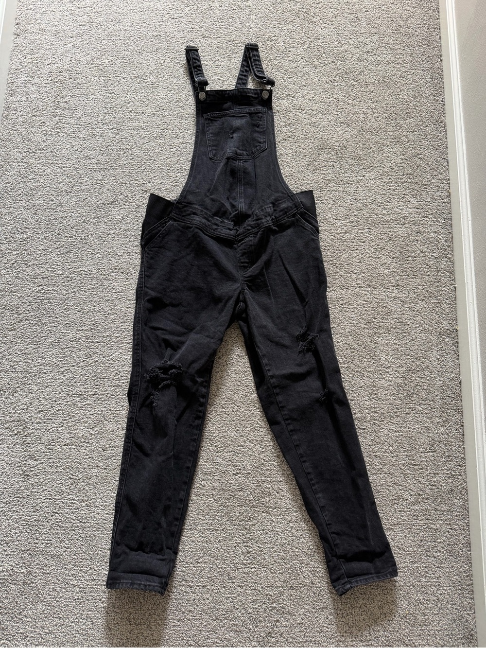 Old Navy Maternity Black Distressed Denim Women's Overalls